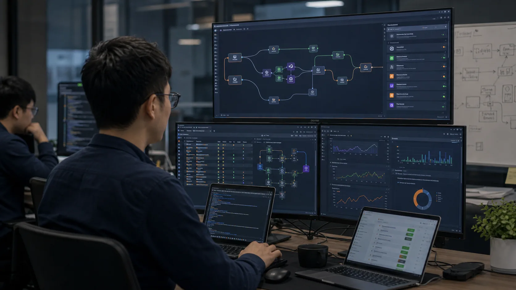 AI automation workflow connecting business systems and device events