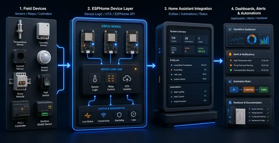 Smart home and facility automation application scenario